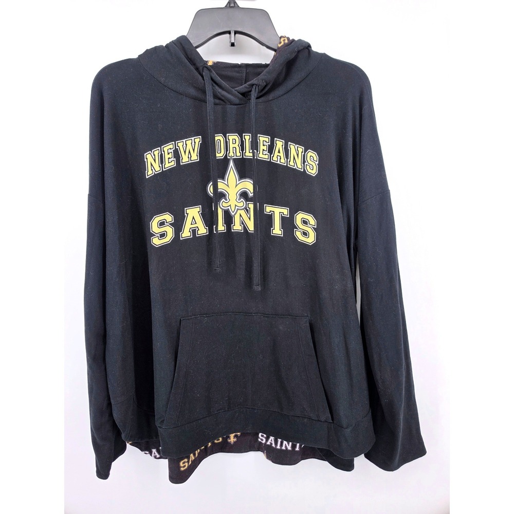 NFL Team Apparel New Orleans Saints Women XL Black Sleepwear Hoodie Fleur-De-Lis
